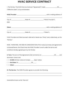 Editable Hvac Service Agreement Contract Template Word