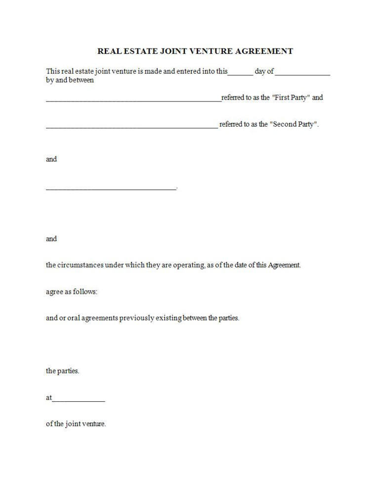 Editable Joint Venture Agreement Contract Template Doc Example