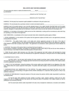 Editable Joint Venture Agreement Contract Template Pdf Sample