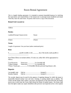 Editable Room For Rent Contract Template Doc Sample