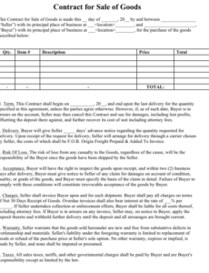 Editable Sale Of Goods Contract Template Doc Sample