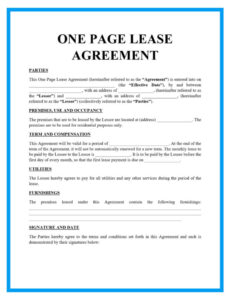 Editable Short Term Lease Contract Template Pdf