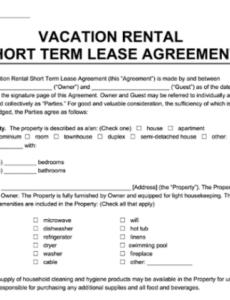 Editable Short Term Lease Contract Template Pdf Sample