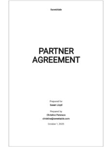 Free Business Partner Contract Agreement Template Doc Sample