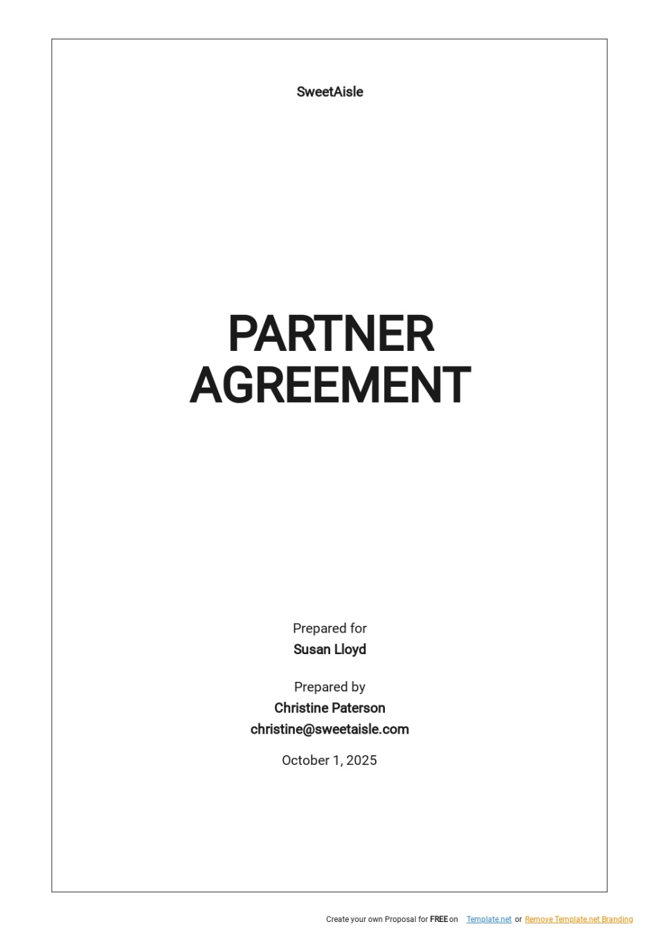 Free Business Partner Contract Agreement Template Doc Sample