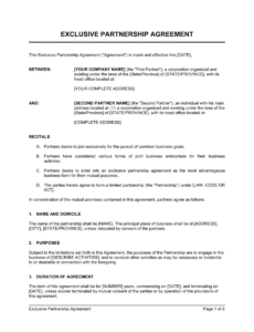 Free Business Partner Contract Agreement Template Pdf Sample