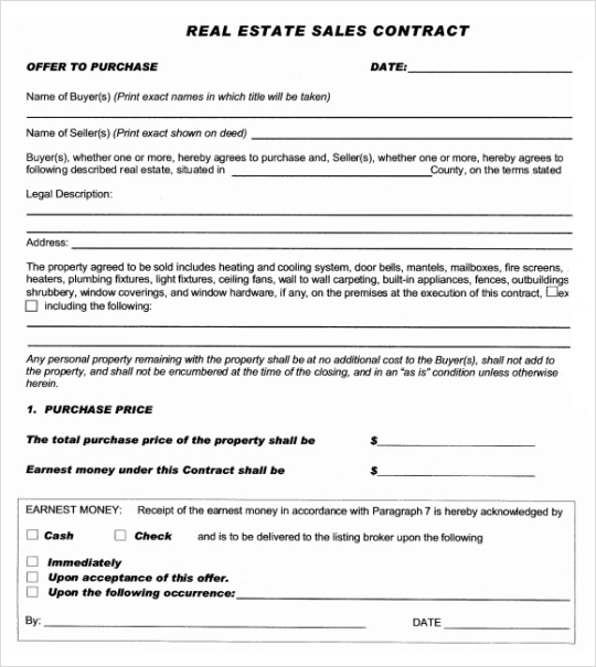 Free Contract To Buy A House Template Doc