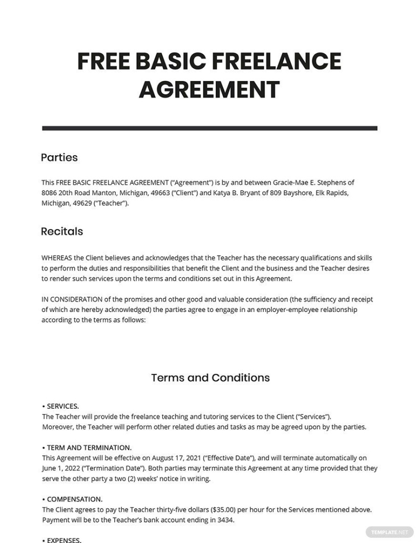 Free It Service Contract Agreement Template Word Example