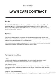 Free Simple Lawn Care Contract Template Pdf