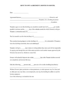 Free Simple Rent To Own Contract Template  Sample