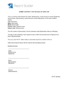 Free Used Car Selling Contract Template Doc Example