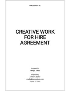 Free Work For Hire Contract Template  Sample