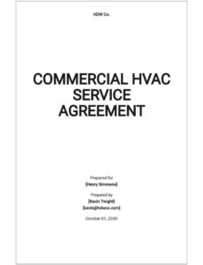 Hvac Service Agreement Contract Template Word Example