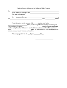 Printable Breach Of Contract Letter Template Doc Example