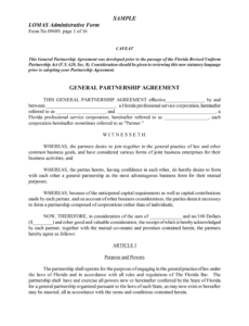 Printable Business Partnership Agreement Contract Template  Sample