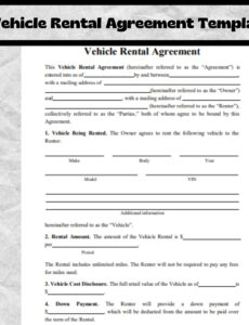 Printable Car Rental Agreement Contract Template Pdf Example