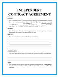 Printable Contracts For General Contractors Template