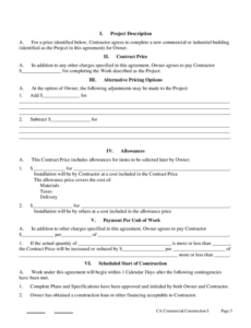 Printable Contracts For General Contractors Template Excel Sample