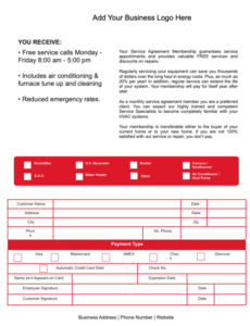 Printable Hvac Service Agreement Contract Template  Example