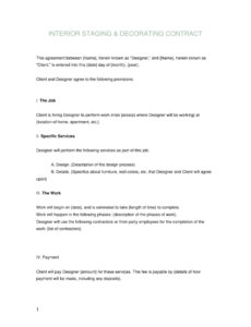 Printable Interior Design Contract Agreement Template Pdf Sample