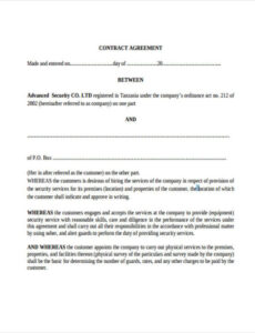 Printable Security Guard Contract Agreement Template Doc