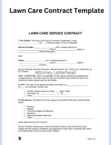 Professional Basic Lawn Care Contract Template Pdf