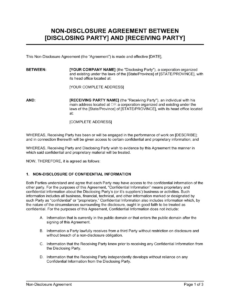 Professional Contract Between Two Parties Template Word