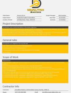 Professional Contract Scope Of Work Template Excel Sample