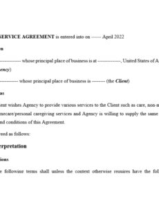 Professional Home Health Care Contract Template  Sample