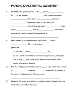 Professional Parking Space Rental Contract Template Doc