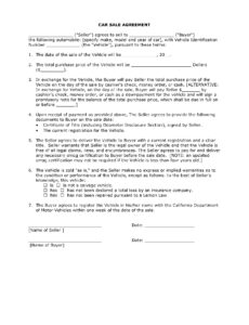 Professional Private Seller Car Contract Template  Example