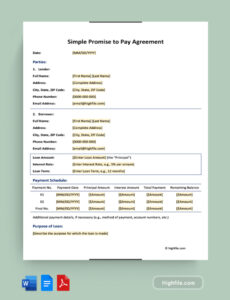 Professional Promise To Pay Contract Template Pdf Example