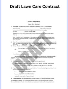 Professional Simple Lawn Care Contract Template Pdf Sample