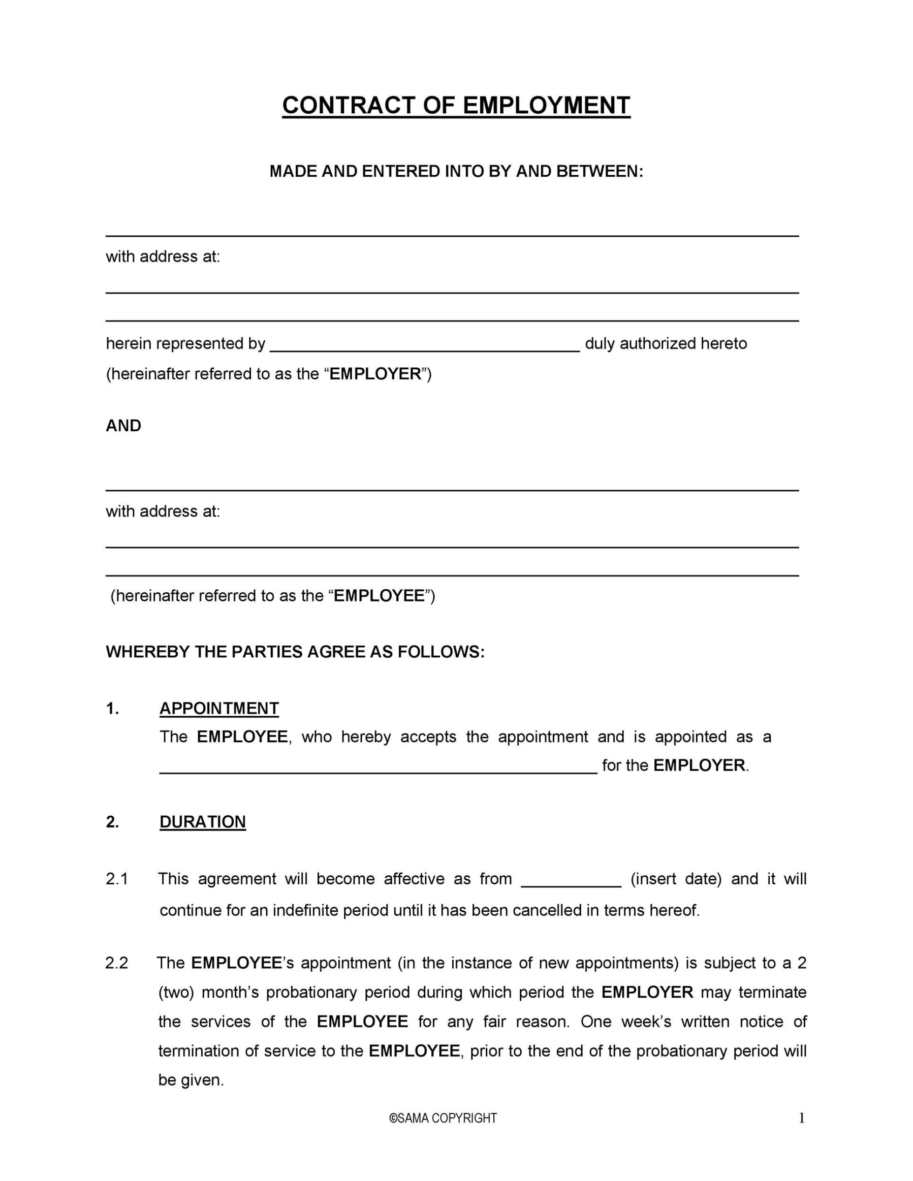 Statement Of Work Contract Template Doc Sample