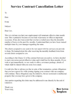Termination Of A Contract Template Doc Example