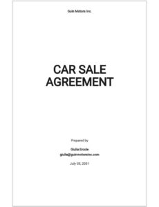 Used Vehicle Sales Contract Template Excel Sample