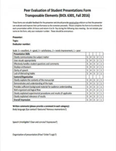 Costum Peer Performance Review Template Excel