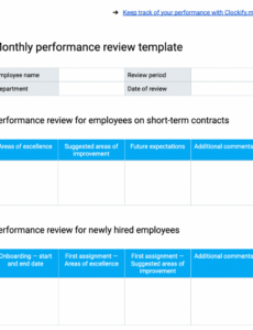 Costum Staff Work Performance Review Template Excel Example