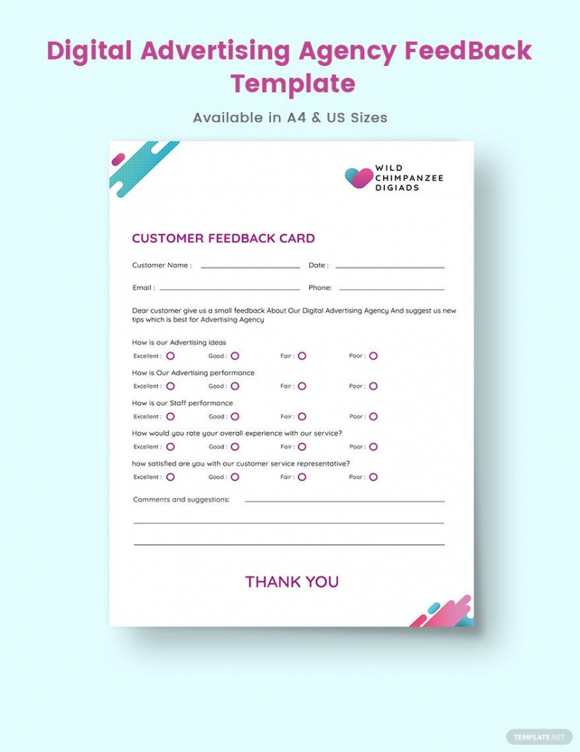 Editable Advertising Agency Performance Review Template Word Sample