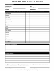 Editable Job Performance Review Template Pdf