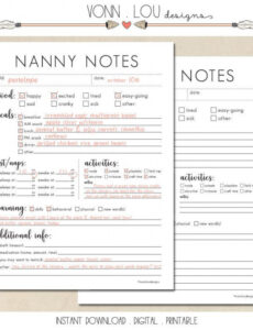 Editable Nanny Performance Review Template Word Example