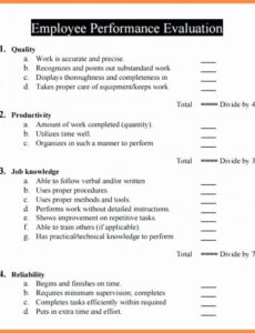 Editable Peer Performance Review Template  Example