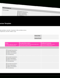 Editable Spouse Performance Review Template Doc Example