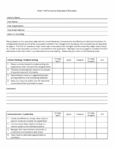 Free Intern Performance Review Template Doc Example