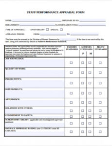 Free Staff Work Performance Review Template Pdf Sample