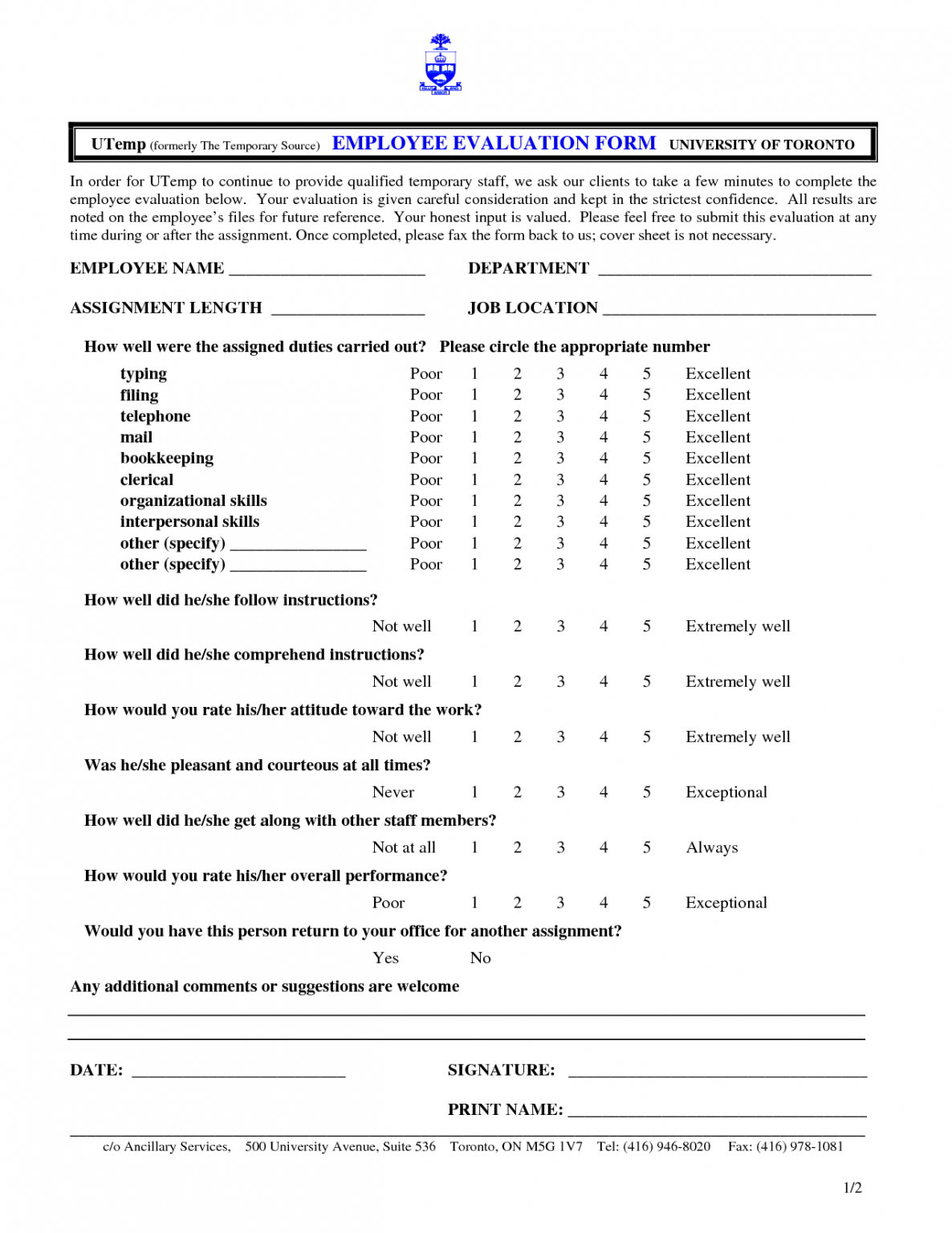 Free Support Worker Performance Review Template Word Sample