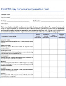 Job Performance Review Template Word Example