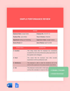 Printable Coach Performance Review Template Excel Example