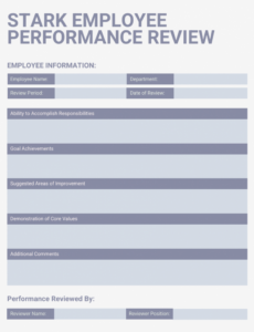 Printable Job Performance Review Template