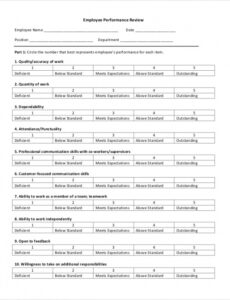 Professional Service Advisor Performance Review Template Excel Sample